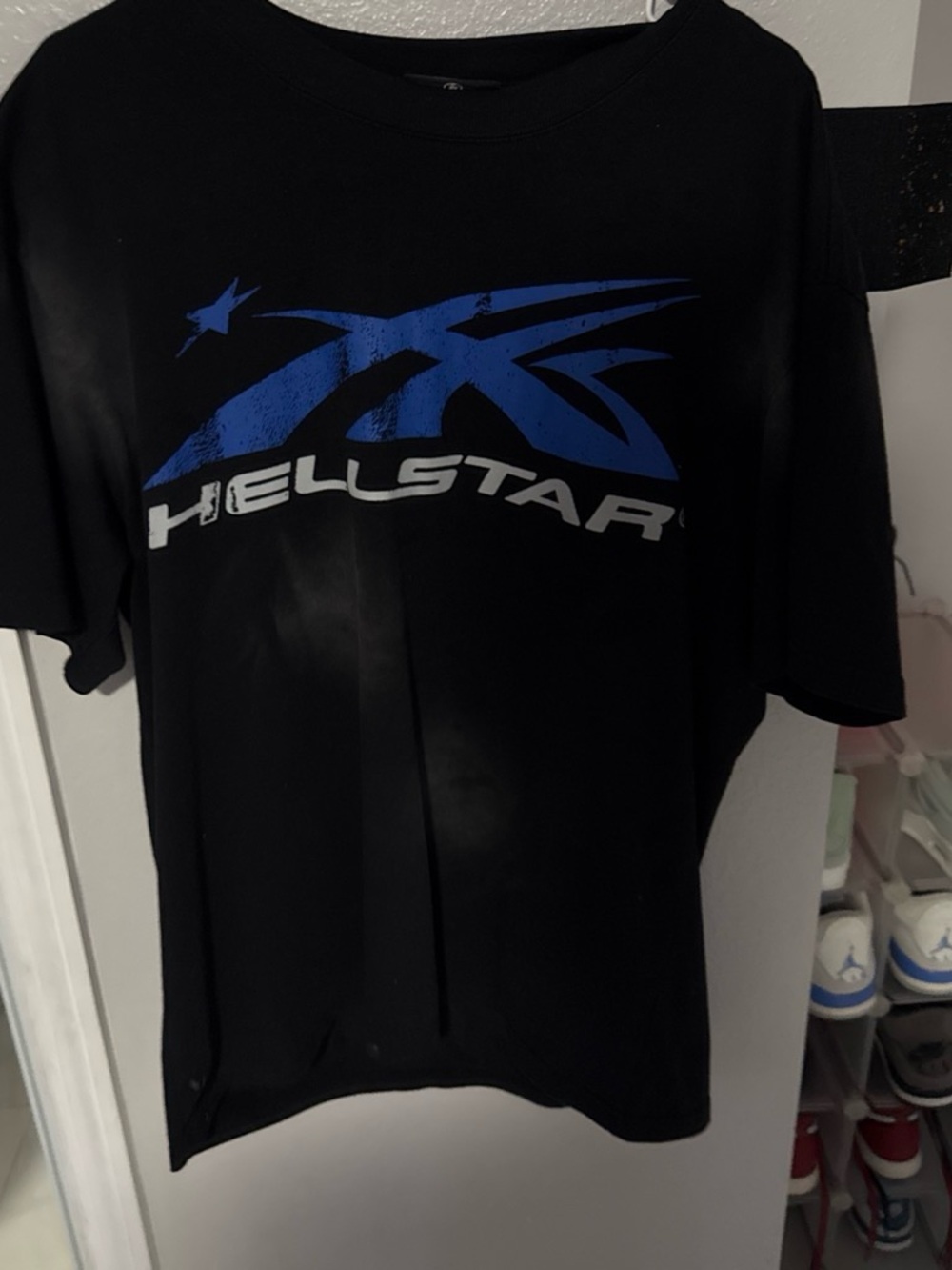 Hellstar Men’s Black Short-Sleeve Tee with Blue Logo